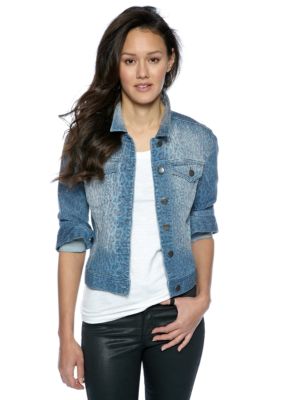 French Connection Second Skin Animal Print Denim Jacket