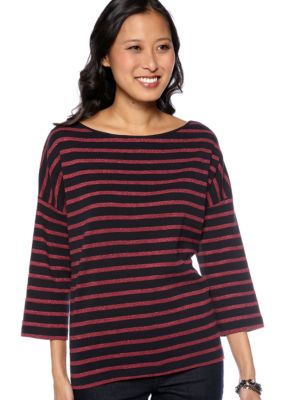 French Connection Riley Stripe Lurex Knit Top