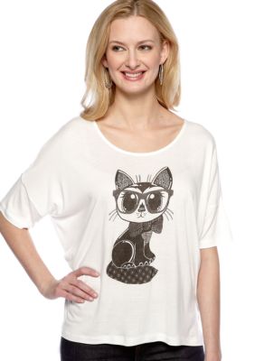 French Connection Fast Geeky Cat Knit Top