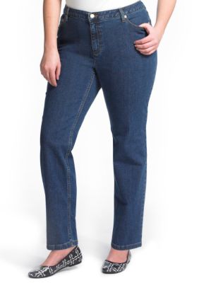 Liz Claiborne New York Plus Size Hepburn Stretch Straight-Leg Jean