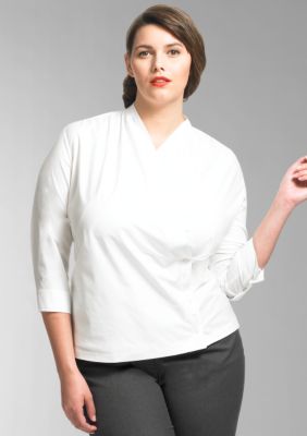 Liz Claiborne New York Plus Size Solid Stretch Ruched Blouse