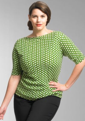 Liz Claiborne New York Plus Size Mesh Honeycomb-Print Boatneck Tee