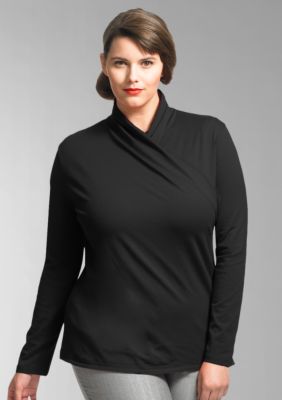Liz Claiborne New York Plus Size Surplice Wrap Stretch Top