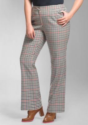 Liz Claiborne New York Plus Size Jackie District Check Straight Leg Pant