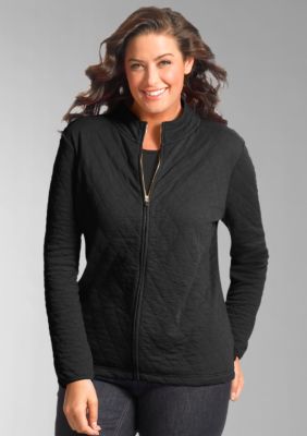 Liz Claiborne New York Plus-Size Quilted Zip-Front Sweatshirt