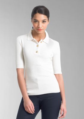 Liz Claiborne New York Ribbed Solid Polo Sweater