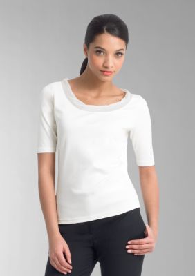 Liz Claiborne New York Stretch Interlock Boat Neck Tee