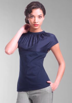 Liz Claiborne New York Shirred Cap Sleeve Blouse