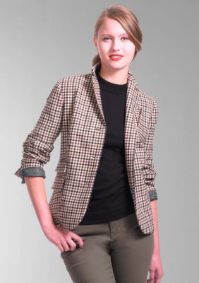 Liz Claiborne New York Gingham Melange Tweed Boy Blazer