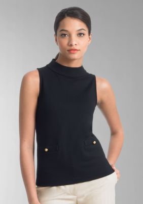 Liz Claiborne New York Stretch Ponte Mock Neck Shell