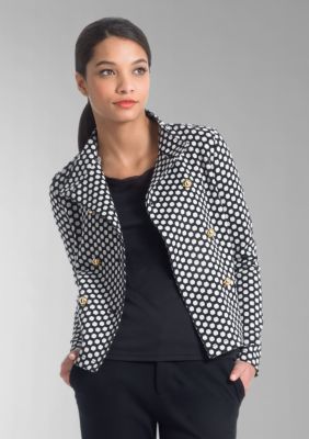 Liz Claiborne New York Jacquard Honeycomb Print Ponte Jacket