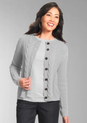 Liz Claiborne New York Cable-Knit Crewneck Cardigan