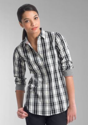 Liz Claiborne New York Petite Plaid Poplin Shirt
