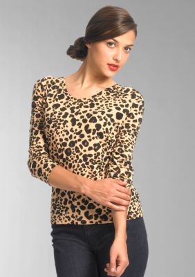 Liz Claiborne New York Petite V-neck Leopard Print Tee