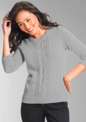 Liz Claiborne New York Petite Cable Front Knit Sweater