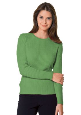 Kim Rogers&reg; Petite Crewneck Cable Sweater