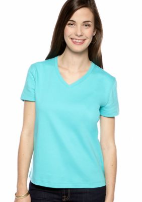 Kim Rogers Petite Interlock V-Neck Tee