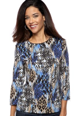 Kim Rogers Petite Long Sleeve Printed Tee