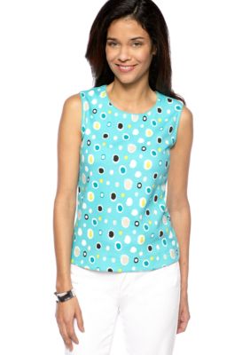 Kim Rogers Petite Dot Print Interlock Tank