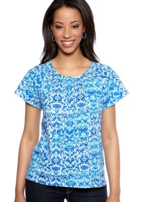 Kim Rogers Petite Smocked Peasant Top