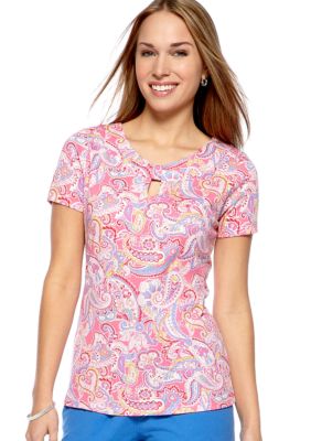 Kim Rogers&reg; Petite Marilyn Neck Paisley Print Top