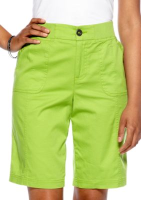 Kim Rogers Petite Basic Bermuda Short with Elastic Cinched Waistband