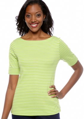 Kim Rogers&reg; Ribbed Boatneck Stripe Tee