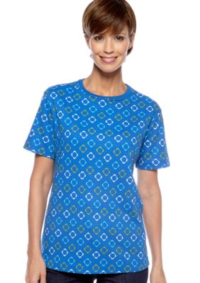 Kim Rogers&reg; Short Sleeve Square Print Crew