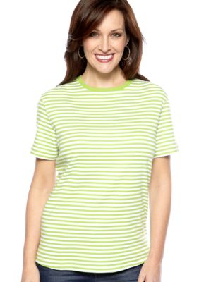 Kim Rogers Short Sleeve Stripe Crewneck Top