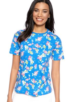 Kim Rogers&reg; Short Sleeve Interlock Floral Print Tee