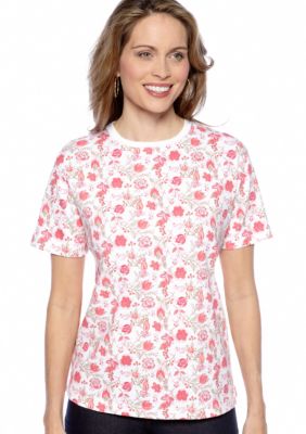 Kim Rogers Short Sleeve Crew Neck With Floral Print