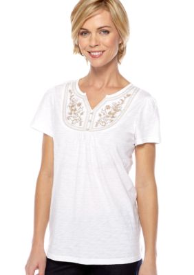 Kim Rogers Short Sleeve Three Button Bib Tee