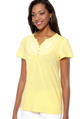 Kim Rogers Short Sleeve Three Button Bib Tee