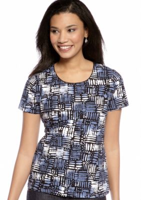 Kim Rogers&reg; Jewelneck Global Weave Print Tee