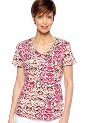 Kim Rogers Short Sleeve Embellished V-Neck Tee