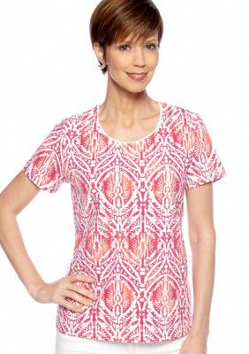 Kim Rogers Jewel Neck Medallion Printed Tee