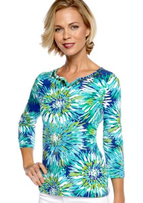 Kim Rogers&reg; Three Quarter Sleeve Embellished Tee
