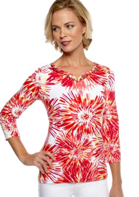 Kim Rogers Three Quarter Sleeve Embellished Tee