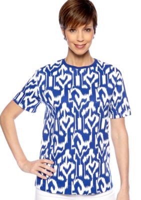 Kim Rogers Short Sleeve Interlock Crew Neck Ikat Tee