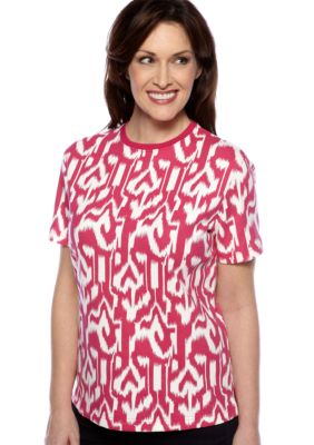 Kim Rogers Short Sleeve Interlock Crew Neck Ikat Tee