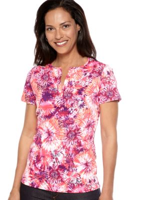 Kim Rogers Split Neck Tie Dye Top