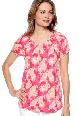 Kim Rogers Short Sleeve Peasant Paisley Tee