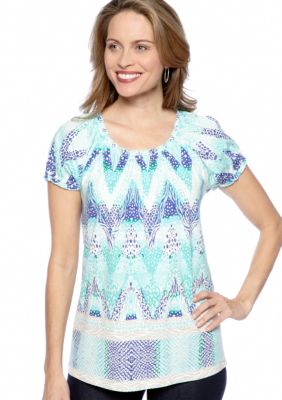 Kim Rogers Short Sleeve Peasant Zigzag