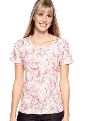 Kim Rogers Jewel Neck Paisley Print Tee