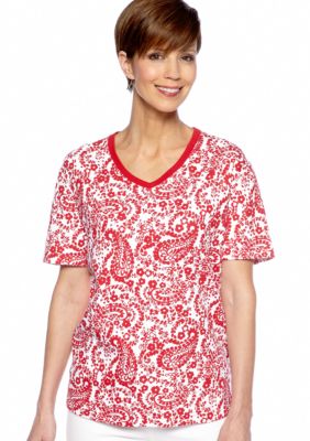 Kim Rogers V- Neck Paisley Top