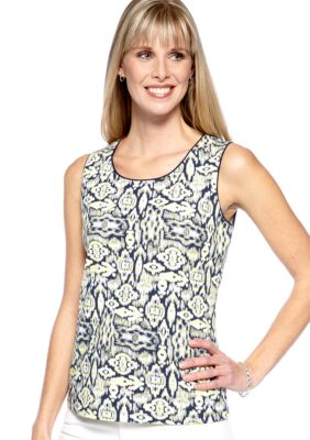 Kim Rogers Jewel Neck Ikat Tank
