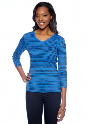 Kim Rogers Broken Stripe V-Neck Top
