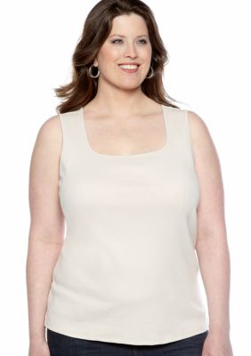 Kim Rogers Plus Size Solid Scoop Neck Tank
