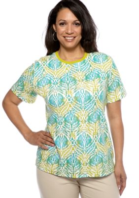 Kim Rogers Plus Size Medallion Crew Neck Tee