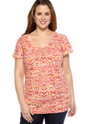 Kim Rogers Plus Size Flutter Sleeve Braided Neck Knit Top